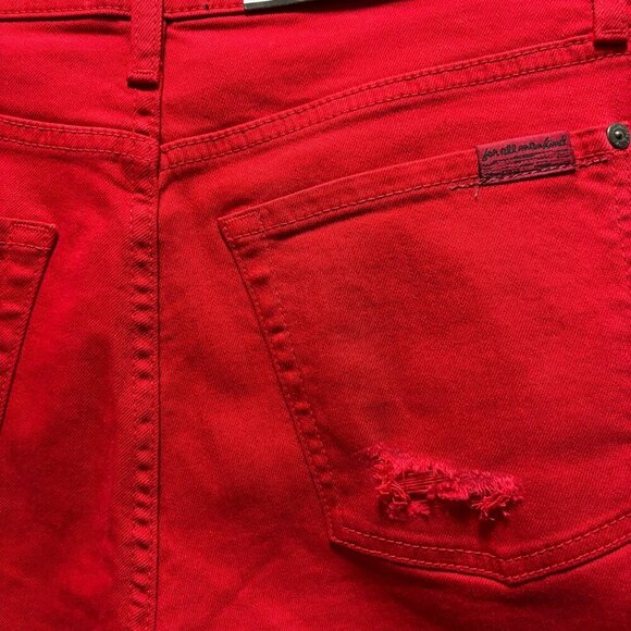 7 For All Mankind Women's Red Distressed Straight-Leg Jeans Size 29 - Picture 7 of 11